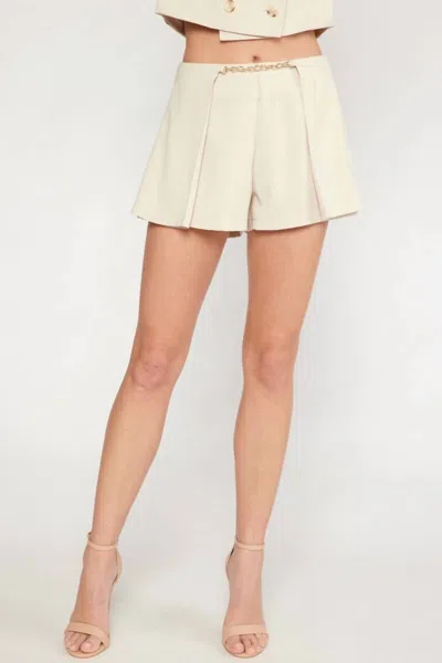 Entro Front Flap High-waisted Shorts In Beige