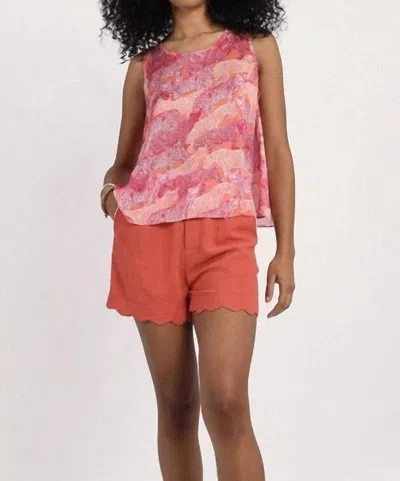 Molly Bracken High Waist Scallop Trim Shorts In Pink In Orange