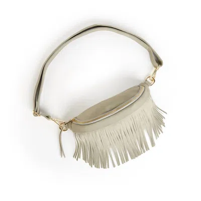 Thomas & Lee Company Women's Suede Removeable Fringe Belt Bag In Ivory In Multi