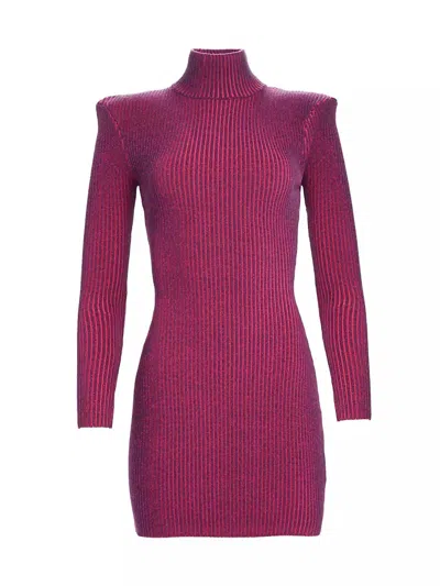 Ser.o.ya Moda Rib-knit Turtleneck Mini Dress In Pink