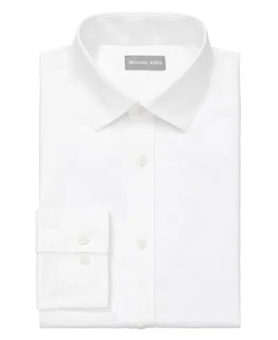 Michael Kors Men's Airsoft Slim Fit Untucked Length Wrinkle Free Stretch Dress Shirt In White