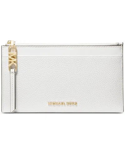 Michael Kors Michael  Empire Large Zip Card Case In Optic White