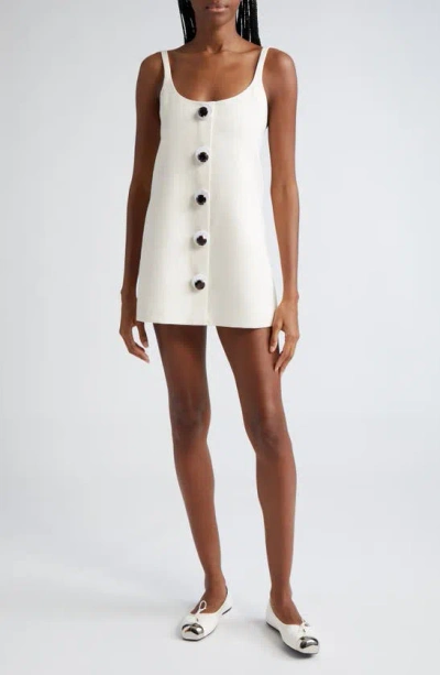 Area Button-embellished Mini Dress In Whipped White