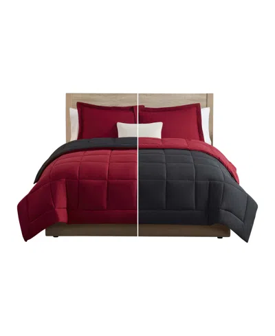 Nestl Premium All Season Quilted Down Alternative Comforter, Twin Xl In Burgundy,black