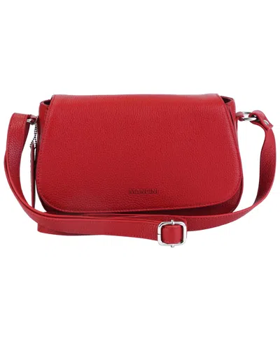 Mancini Pebbled Isabella Leather Crossbody Handbag In Red