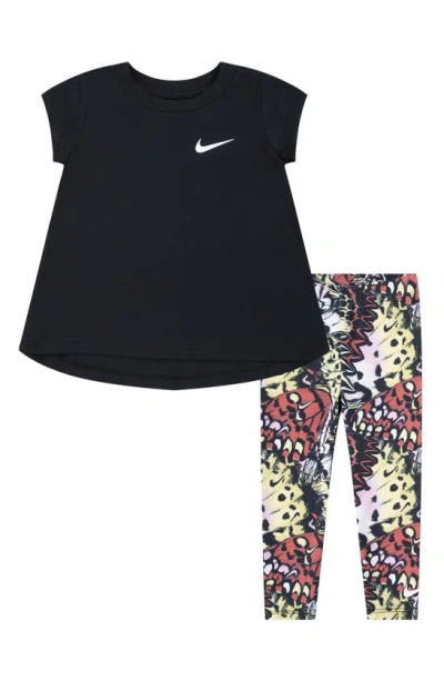 Nike Kids' Dri-fit Meta Morph Logo T-shirt & Leggings Set In Red