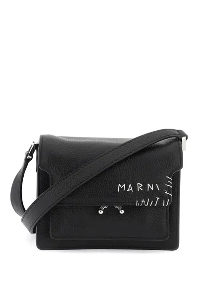 Marni Mini Soft Trunk Shoulder Bag In 黑色的