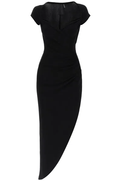 Norma Kamali Midi Dress With Side Ruch In Black