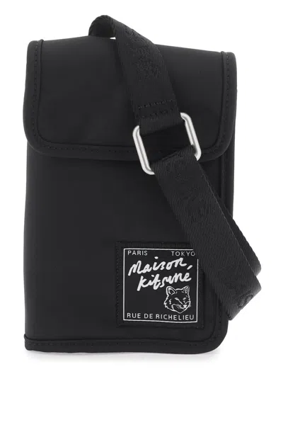 Maison Kitsuné Maison Kitsune Shoulder Bag The Traveller P In 黑色的