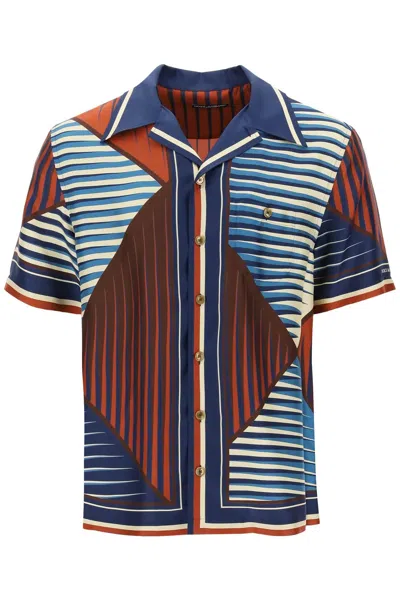 Dolce & Gabbana "geometric Pattern Bowling Shirt With In Blue,red