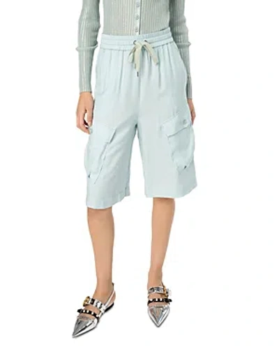 Pinko Twill Cargo Bermuda Shorts In Mist Grey