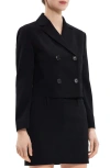 Theory Double-breasted Crop Blazer In Admiral Crepe In Black