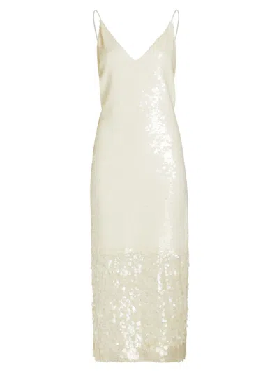 Veronica Beard Perla Sequin Midi Dress In Iridescent Off-white