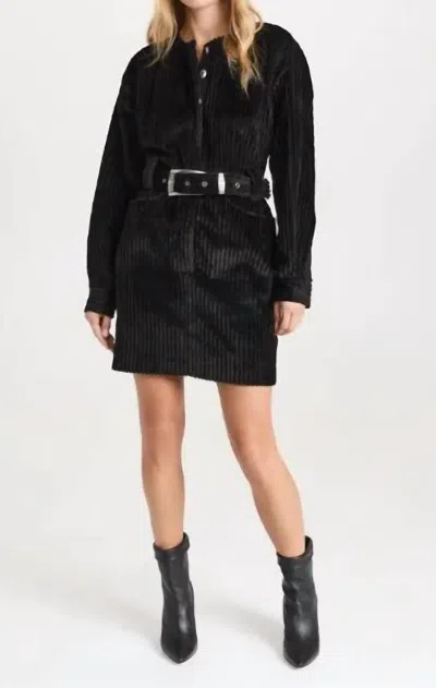 Alix Of Bohemia Laurent Licorice Corduroy Mini Shirtdress In Black