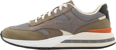 Hugo Boss Kurt Panelled Low-top Sneakers In Green