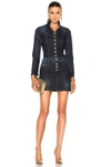 Pierre Balmain Mock Neck Button Down Dress In Blue