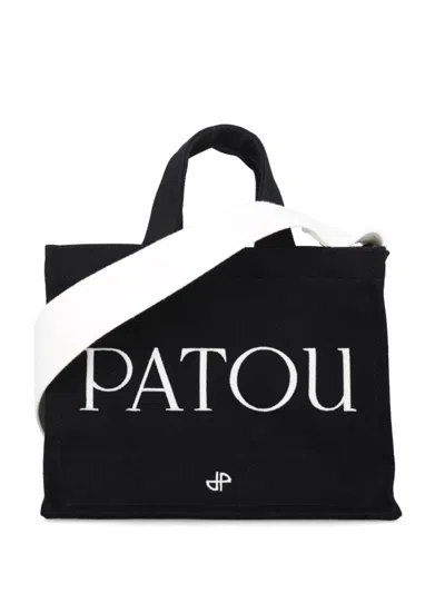 Patou Small Canvas Tote Bag In Black