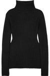 ALLUDE RIBBED CASHMERE TURTLENECK SWEATER