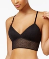 Dkny Modern Lace Sheer Longline Bralette Hipster In Black
