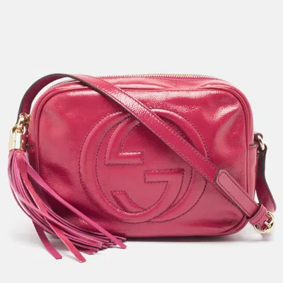 Pre-owned Gucci Fuchsia Patent Leather Small Soho Disco Crossbody Bag In Pink