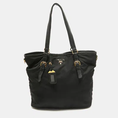 Pre-owned Prada Black Nylon And Leather Tote