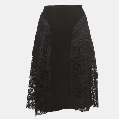 Pre-owned Joseph Black Lace And Stretch Crepe Pleated Courtney Skirt S