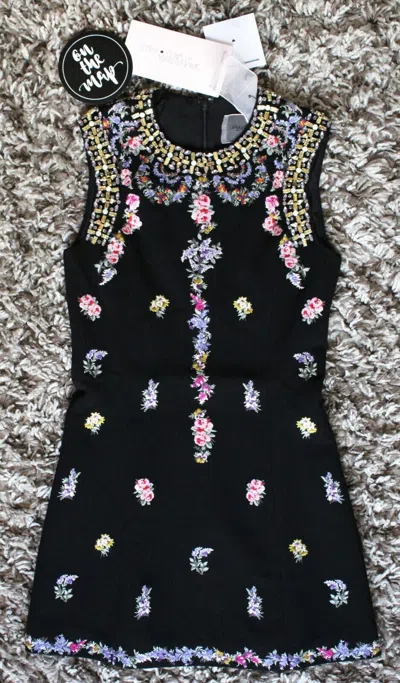 Pre-owned Giambattista Valli X H&m Hm Short Dress Floral Embroidery Uk4 / Us0 / Eur 32 In Black