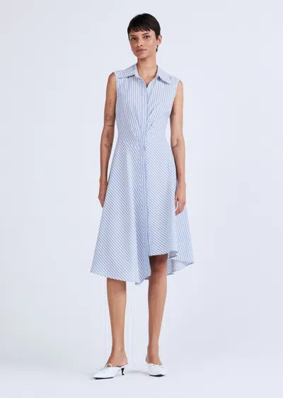 Derek Lam Themis Sleeveless Shirt Dress In Blue