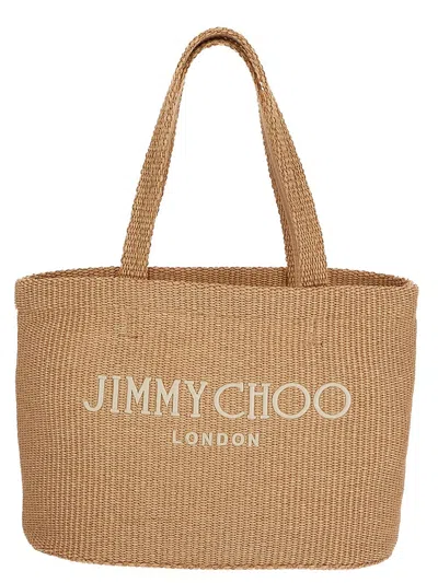 Jimmy Choo Woven Beach Tote Bag In Brown
