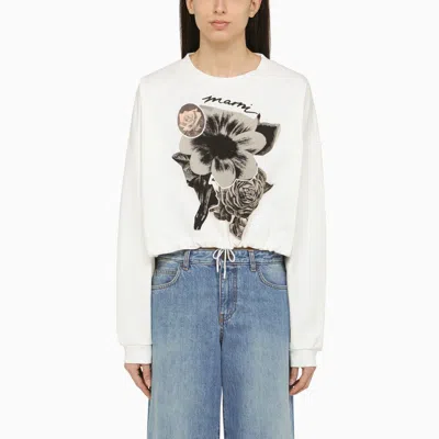 Marni Floral-print Cotton Sweatshirt In White