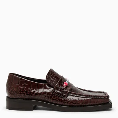 Martine Rose Crocodile-effect Moccasin With Beads In Brown