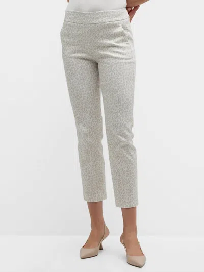 Avenue Montaigne Cropped Leopard-print Twill Pants In Grey