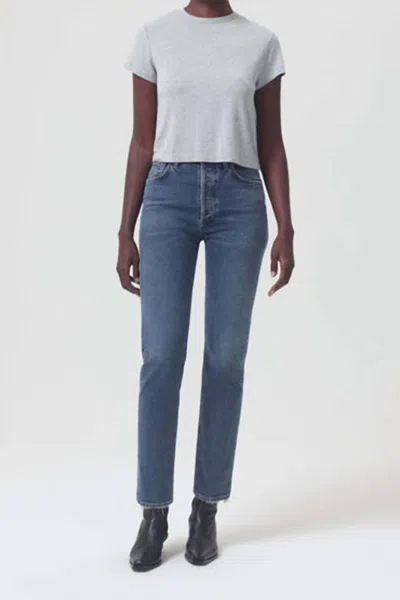 Agolde Riley Straight Leg Jean In Cypher In Blue