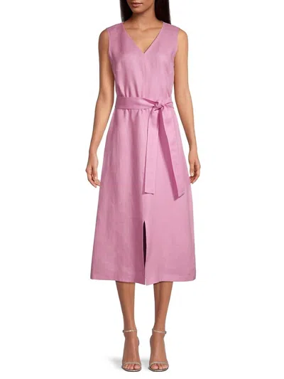 Lafayette 148 Lily Self-tie Linen Dress In Dahlia In Pink