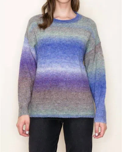 Staccato Ombre Long Sleeve Sweater In Blue/purple