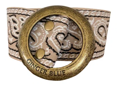 Ginger Blue City Limits Paisley Woven Belt In Sand In Gold