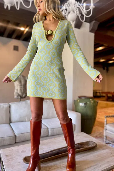 Finderskeepers Quinn Knit Dress In Lime Floral In Green | ModeSens