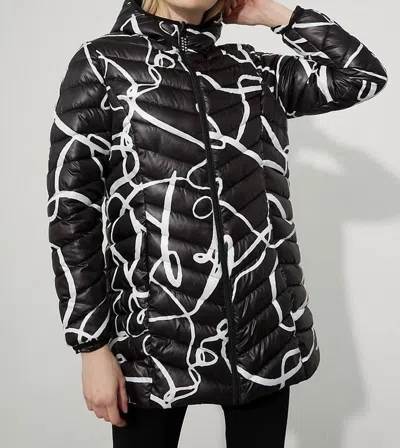 Joseph Ribkoff Abstract Puffer Jacket In 110 In Black