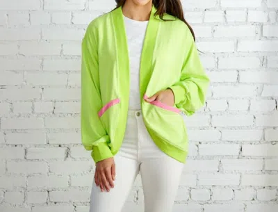 Caryn Lawn Coastal Cardigan In Neon In Green