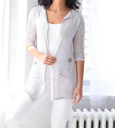 French Kyss Vicki Button Pocket Cardigan In Slate In White