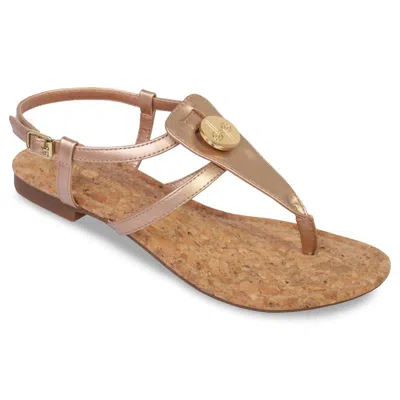 Lindsay Phillips Madelyn T-strap Sandals In Rose Gold In Beige