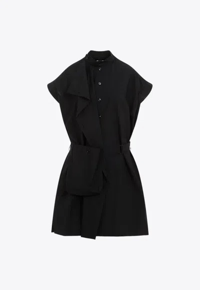 Lemaire Asymmetric Sleeveless Midi Dress In Black