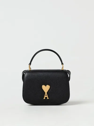 Ami Alexandre Mattiussi Ami Paris Logo Plaque Foldover Top Shoulder Bag In Black
