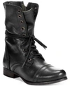 Steve Madden Troopa Womens Leather Lace Up Combat Boots In Black Leather