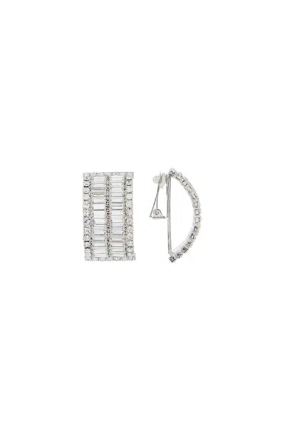 Alessandra Rich Clip On Earrings With Crystals In Metallic
