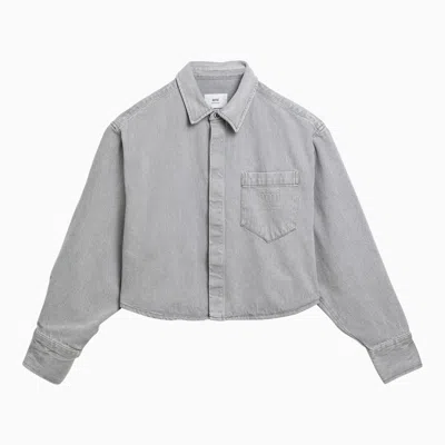 Ami Alexandre Mattiussi Ami Paris Denim Cropped Shirt In Gray