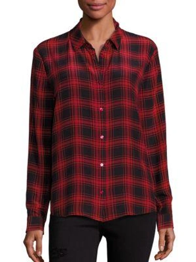 The Kooples Checked Silk Shirt In Red
