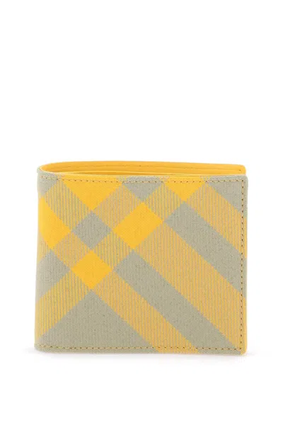 Burberry Bi Fold Check Wallet In Yellow