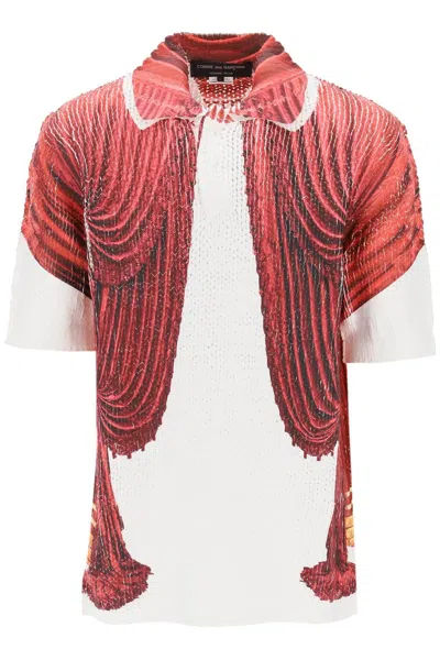 Comme Des Garçons Homme Deux Comme Des Garcons Homme Plus Knit Polo Shirt With Theater Print In White,red