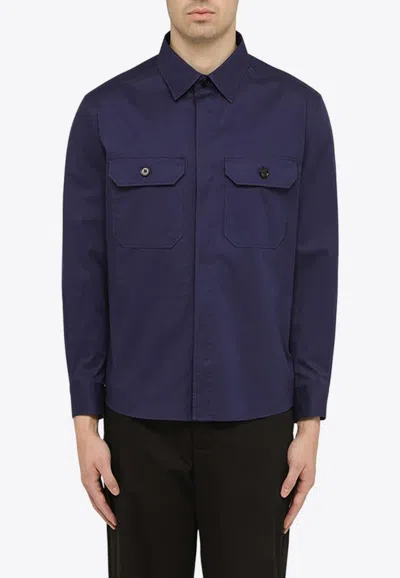 Zegna Buttoned Sleeved Shirt In Blue